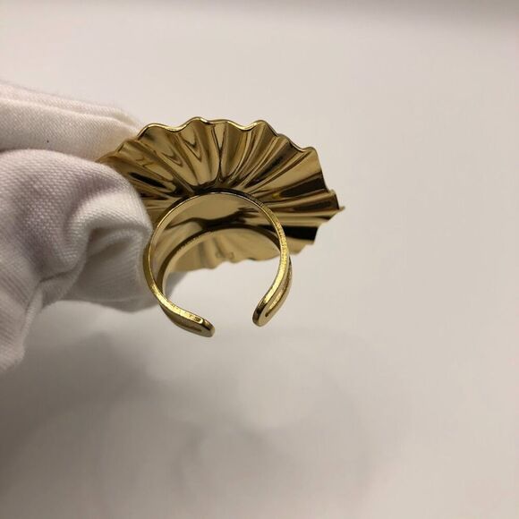 18K Gold Plated Women's Large Ring Adjustable Waterproof Hypoallergenic - Picture 6 of 14